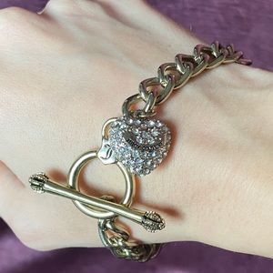 Gold Bling Heart Charm Bracelet